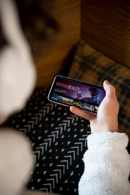 A close-up shot of a person's hands using a smartphone to stream music. The screen displays a popular music streaming app. The background is blurred, focusing on the user's interaction with the app. The image should emphasize the convenience and accessibility of digital music consumption.