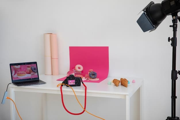 A close-up shot of a nano-influencer creating content in their home studio, featuring personalized decorations and a genuine, relatable atmosphere.