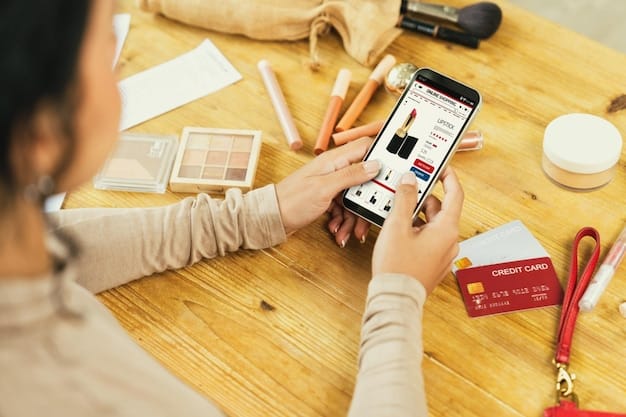A person browsing an e-commerce website on a mobile phone, with various product categories and promotional banners displayed. The focus is on the ease of navigation and the wide selection of available products.