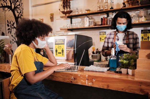 A customer picking up an online order at a dedicated in-store pickup station. The station is well-organized and efficient, with clear signage and helpful staff assisting customers.