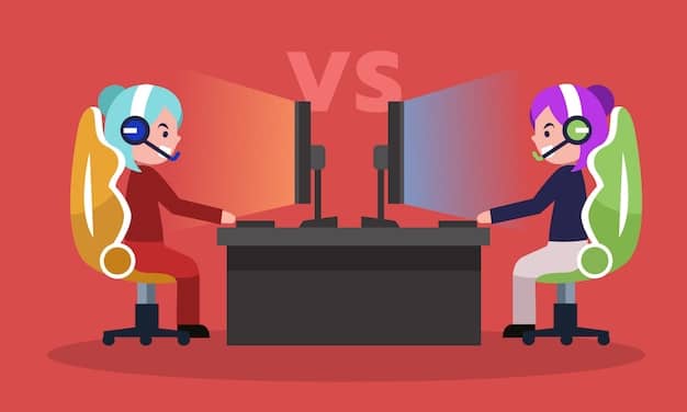 An illustrative image showing a side-by-side comparison: on one side, a traditional gamer with a console and screen, and on the other, a metaverse gamer fully geared up with VR, tactile sensors, and other advanced accessories, showcasing the evolution of gaming experiences.