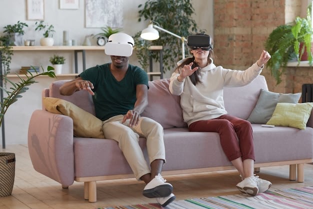 A dynamic image showcasing diverse VR gaming setups. One scene features a person using a full-body tracking suit in a room setup for VR gaming, while another displays a multiplayer VR gaming event with attendees fully immersed in their games. The image should highlight the social aspect of VR gaming.