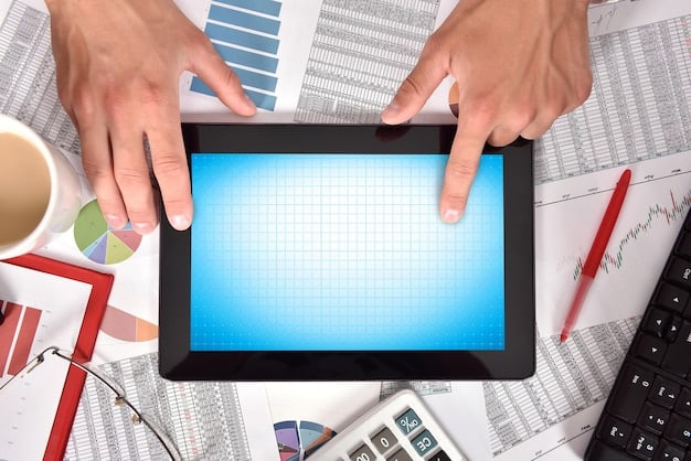 A businessman reviewing financial documents with a calculator and a tablet showing tax rates. The image should convey careful planning and analysis of financial data.