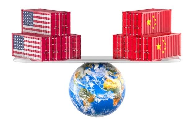 A graph showing the shift in sourcing of goods by US companies from China to other countries like Vietnam, India, and Mexico, with statistical data highlighting the percentage change over the last three years.