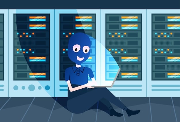 A digital illustration depicting a cybersecurity expert analyzing a network intrusion detected by an AI-powered system. The expert is reviewing data visualizations and logs, highlighting the collaboration between human intelligence and artificial intelligence in modern cybersecurity.