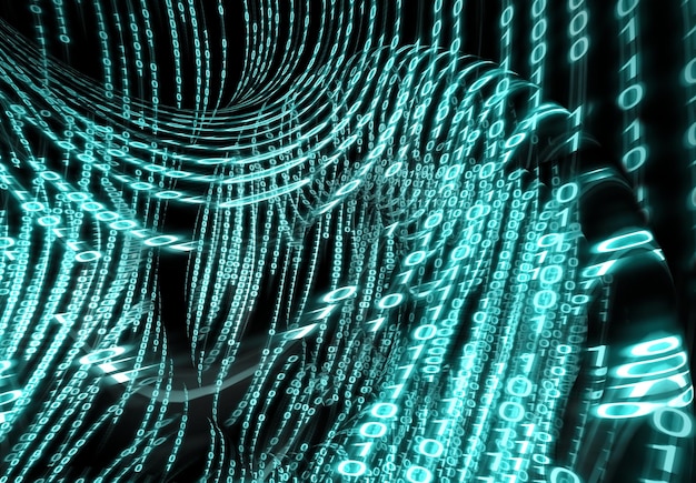 A graphic depicting various data streams flowing through a network, with visible encryption keys and locks surrounding the data, symbolizing the current state of data encryption and its reliance on cryptographic algorithms. The color scheme is a mix of greens and blues to represent security and data flow.