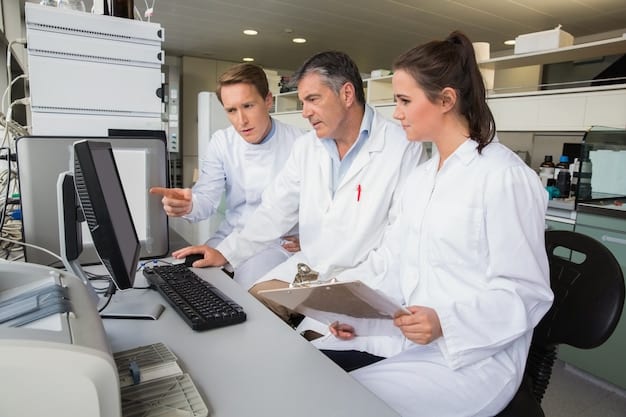 A photo of a team of scientists in a high-tech lab, surrounding a complex-looking quantum computer. The lab is clean and well-lit, with various pieces of scientific equipment visible.