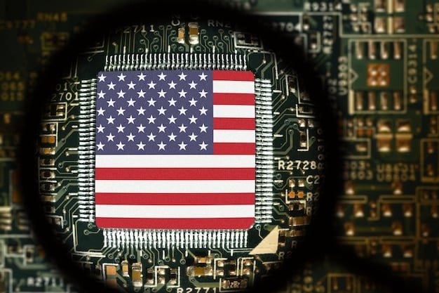 A close-up view of the CHIPS Act document with the US Capitol building in the background, symbolizing the government's commitment to supporting the semiconductor industry.