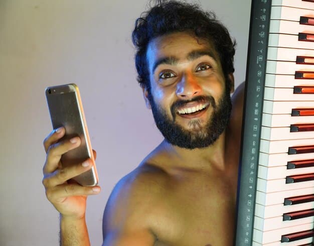 A person looking at a smartphone screen, which displays a dynamic, personalized content feed generated by AI, full of diverse media types and perfectly tailored to their interests.