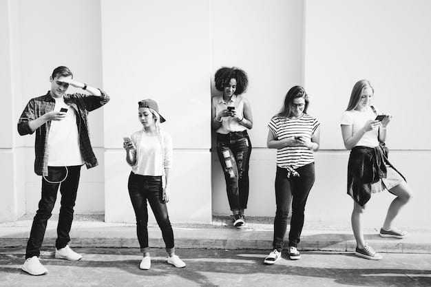 A dynamic street style photograph featuring a group of young adults, each subtly incorporating elements from different recent pop culture sources. For example, one person might wear combat boots and cargo pants reminiscent of a dystopian film, while another has pastel hair and oversized accessories inspired by a K-pop idol, all captured in an urban setting.