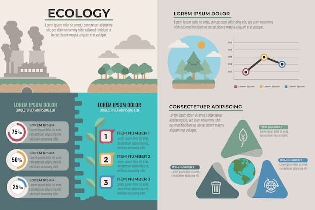 A detailed infographic illustrating the carbon cycle, showing carbon dioxide absorption by trees and storage in the soil, with arrows indicating the flow.