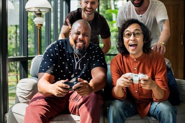 A diverse group of people of different ages and backgrounds, each playing a cloud game on a different device (smartphone, tablet, smart TV), illustrating the widespread accessibility and inclusivity of cloud gaming.