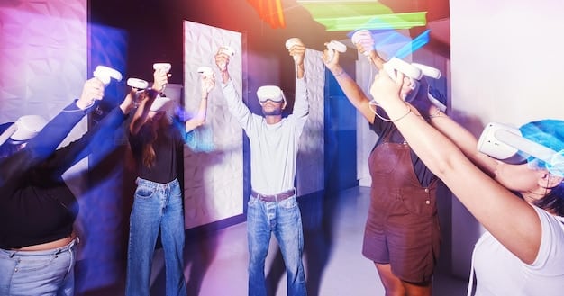 A diverse group of people celebrating and admiring a large digital artwork projected onto a building, with subtle AI-generated patterns on the art suggesting modern technology in a vibrant pop culture setting.