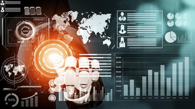 A detailed graphical representation of data analytics, with various charts, graphs, and a central processing unit, symbolizing the power of data-driven decision-making in business.