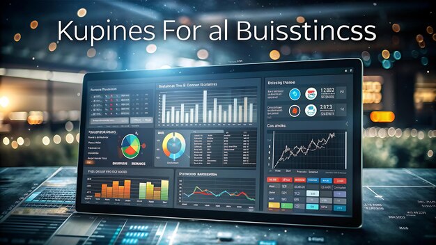 A digital dashboard displaying various business metrics like revenue, expenses, and tax implications, with an overlay of financial graphs, illustrating data-driven decision making.