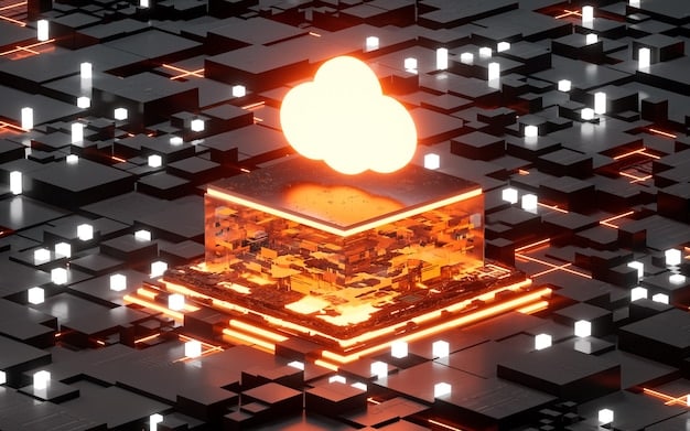 A stylized depiction of data being securely backed up to an offsite cloud storage, represented by glowing data packets flowing into a futuristic server rack, emphasizing immutability and redundancy.