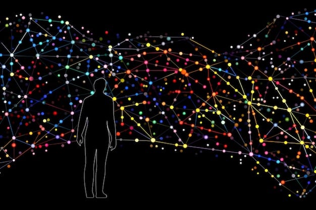 A maze-like network of glowing lines representing intricate algorithms, leading to separate, isolated human silhouettes, depicting digital isolation and divergent paths.