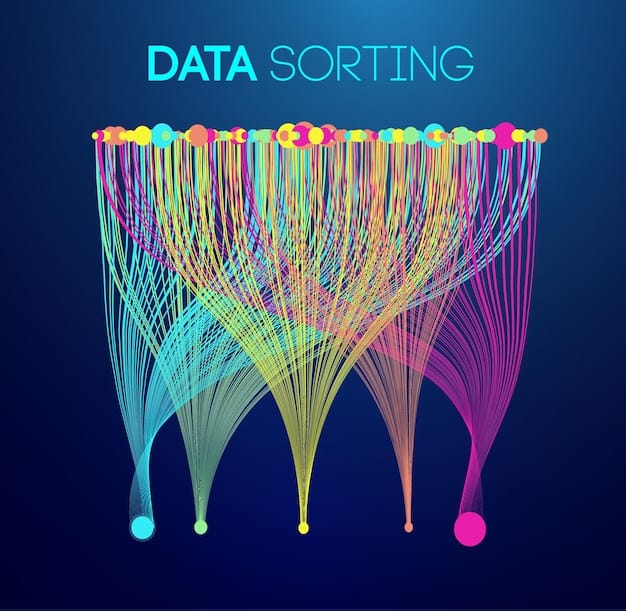 A stylized rendering of data streams flowing into a central processing unit, with small metaphorical locks and shields indicating security and governance. The color palette is clean, predominantly white and light blue.
